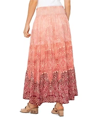 Liverpool Los Angeles Woven Paisley Print Tiered Maxi A-Line Skirt