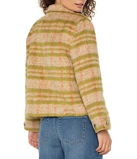 Liverpool Los Angeles Woven Plaid Print Notch Collar Long Sleeve Boxy Shacket