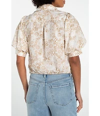 Liverpool Los Angeles Woven Poplin Print Point Collar Short Sleeve Top