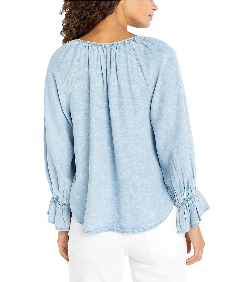 Liverpool Los Angeles Woven Printed V-Neck 3/4 Sleeve Top