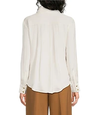 Liverpool Los Angeles Woven Satin Point Collar Long Sleeve Tuxedo Top
