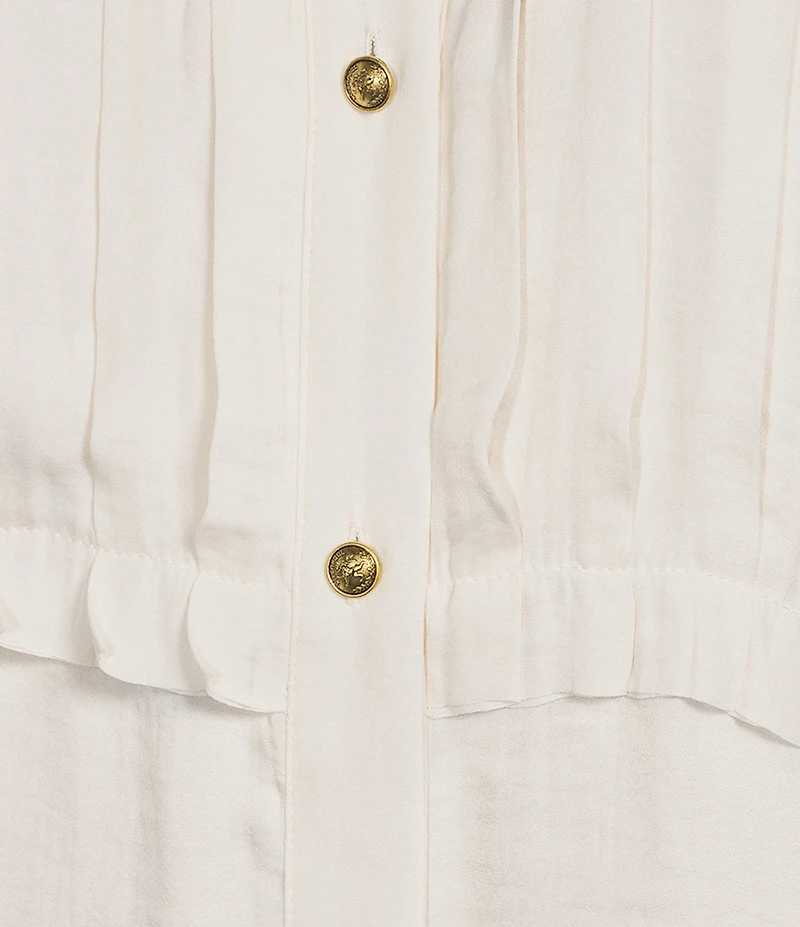 Liverpool Los Angeles Woven Satin Point Collar Long Sleeve Tuxedo Top