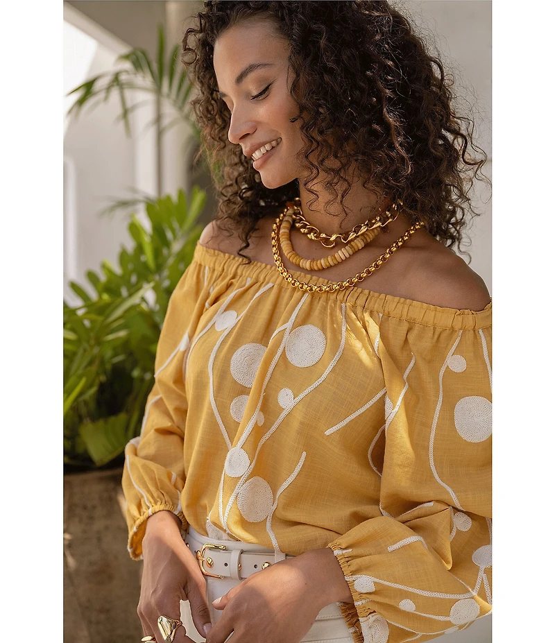 Liverpool Los Angeles Woven Scoop Neck 3/4 Sleeve Top