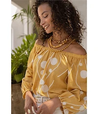 Liverpool Los Angeles Woven Scoop Neck 3/4 Sleeve Top