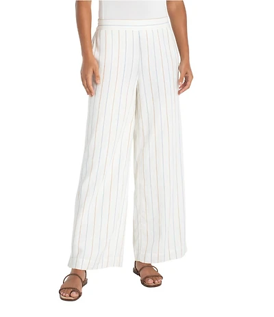 Liverpool Los Angeles Woven Stripe Mid Rise Wide Leg Full Length Pants
