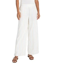Liverpool Los Angeles Woven Stripe Mid Rise Wide Leg Full Length Pants