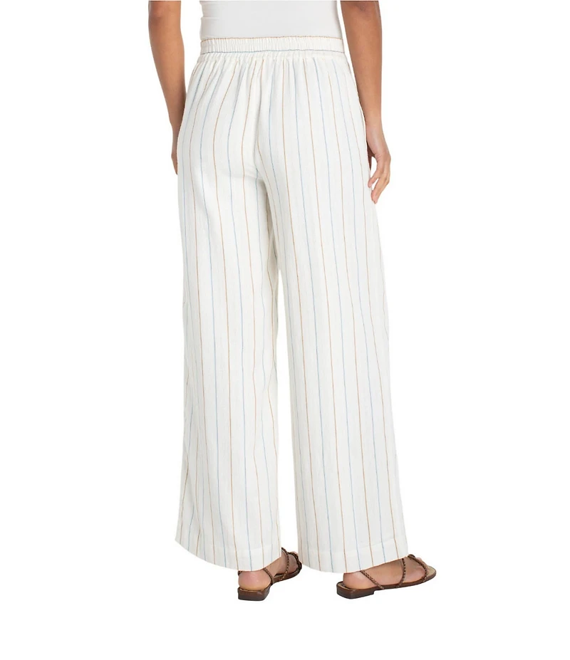 Liverpool Los Angeles Woven Stripe Mid Rise Wide Leg Full Length Pants