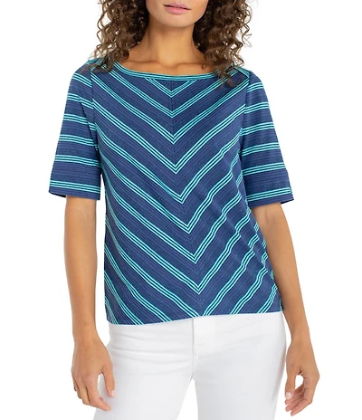 Liverpool Los Angeles Yarn-Dyed Textured Knit Stripe Top