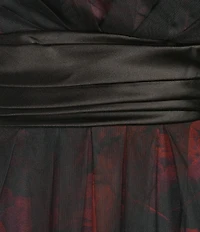 Livia Jolie by Le Bos Floral Printed Mesh Satin Illusion Neck Sleeveless Gown