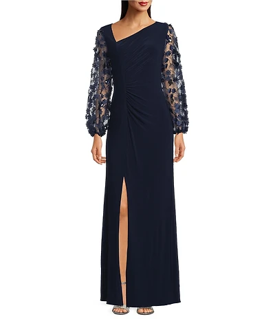 Livia Jolie by Le Bos Long 3D Floral Sleeve Dress
