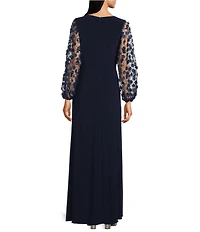 Livia Jolie by Le Bos Long 3D Floral Sleeve Dress