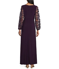 Livia Jolie by Le Bos Long 3D Floral Sleeve Dress