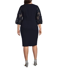 Livia Jolie by Le Bos Plus Size 3/4 Sequin Lace Sleeve Sheath Dress
