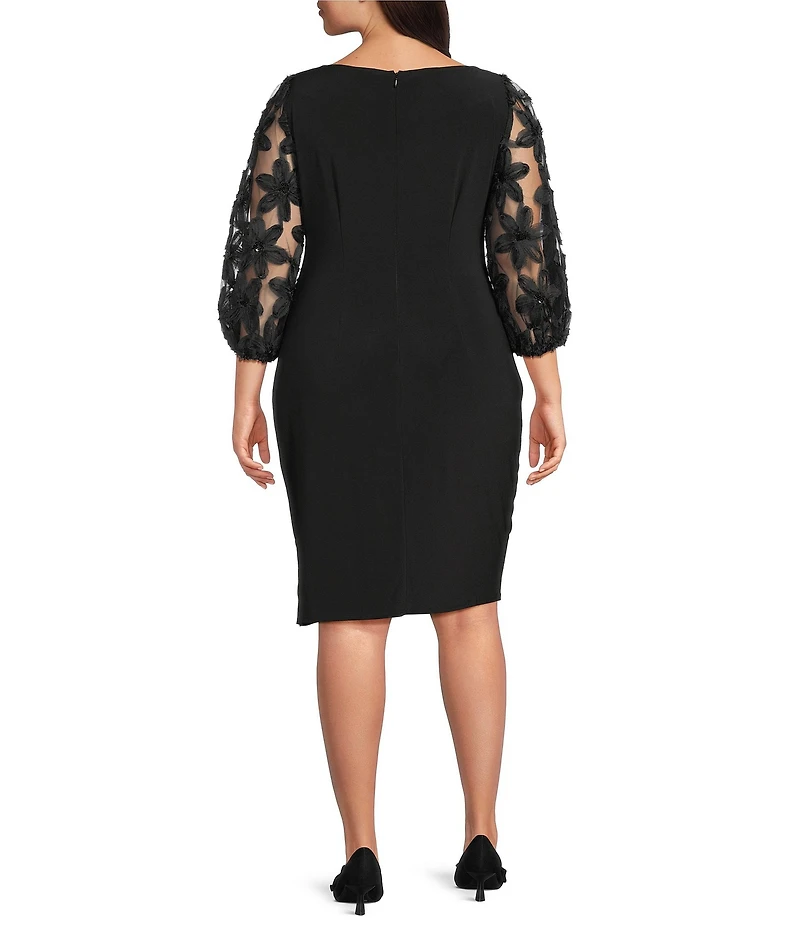 Livia Jolie by Le Bos Plus Size 3D Illusion Sleeve Sheath Dress