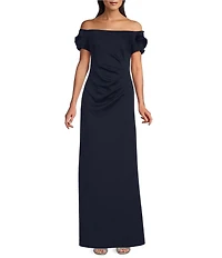Livia Jolie By Le Bos Rosette Trim Off The Shoulder Long Gown
