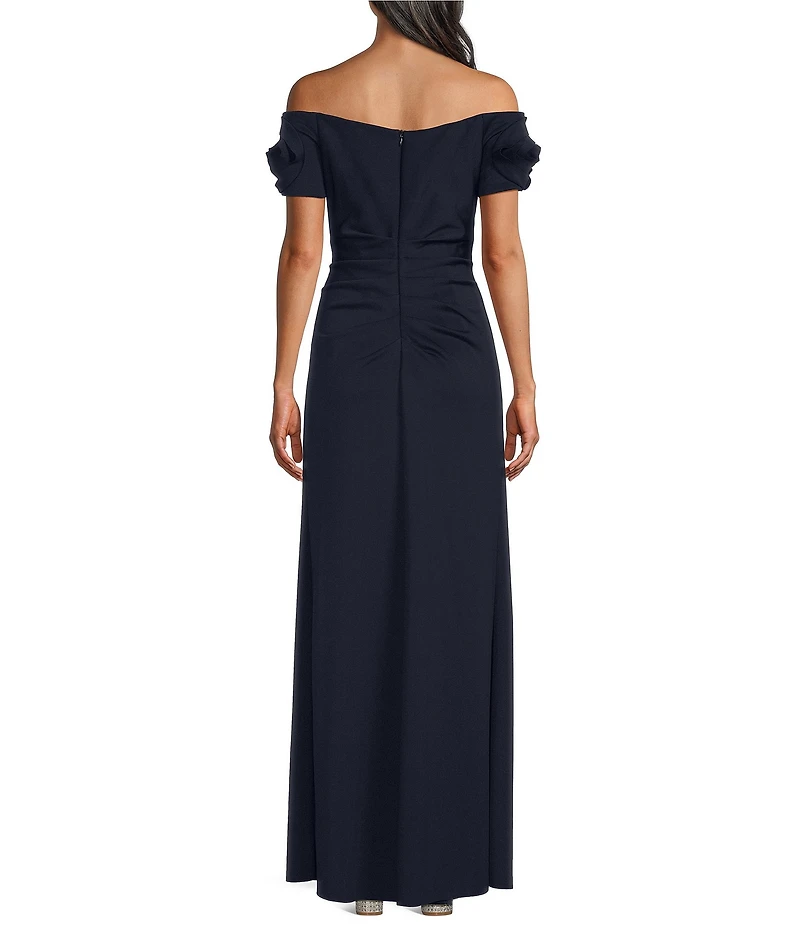 Livia Jolie By Le Bos Rosette Trim Off The Shoulder Long Gown