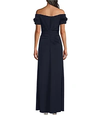 Livia Jolie By Le Bos Rosette Trim Off The Shoulder Long Gown