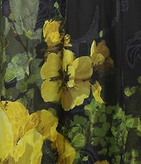 Livia Jolie By Le Bos Short Sleeve Surplice Neck Floral Print Burnout Chiffon Dress