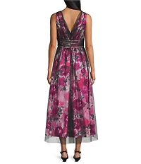 Livia Jolie by Le Bos V-Neck Sleeveless Mesh Overlay A-Line Gown
