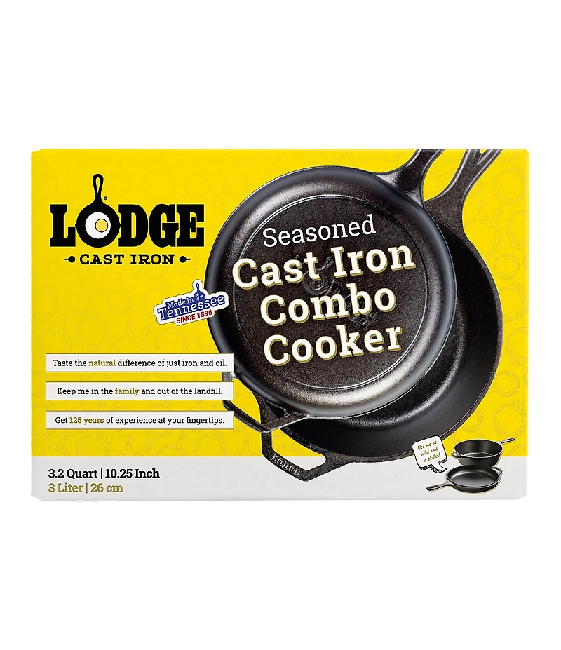 Lodge Seasoned Cast Iron Combo Cooker, 3.2-Qt.