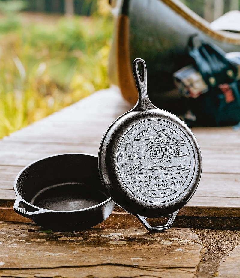 Lodge Wanderlust Cast Iron Cabin Combo Cooker, 3.2 Qt.