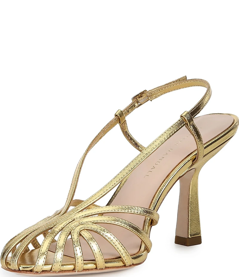 Loeffler Randall Alexandra Metallic Leather Slingback Dress Sandals