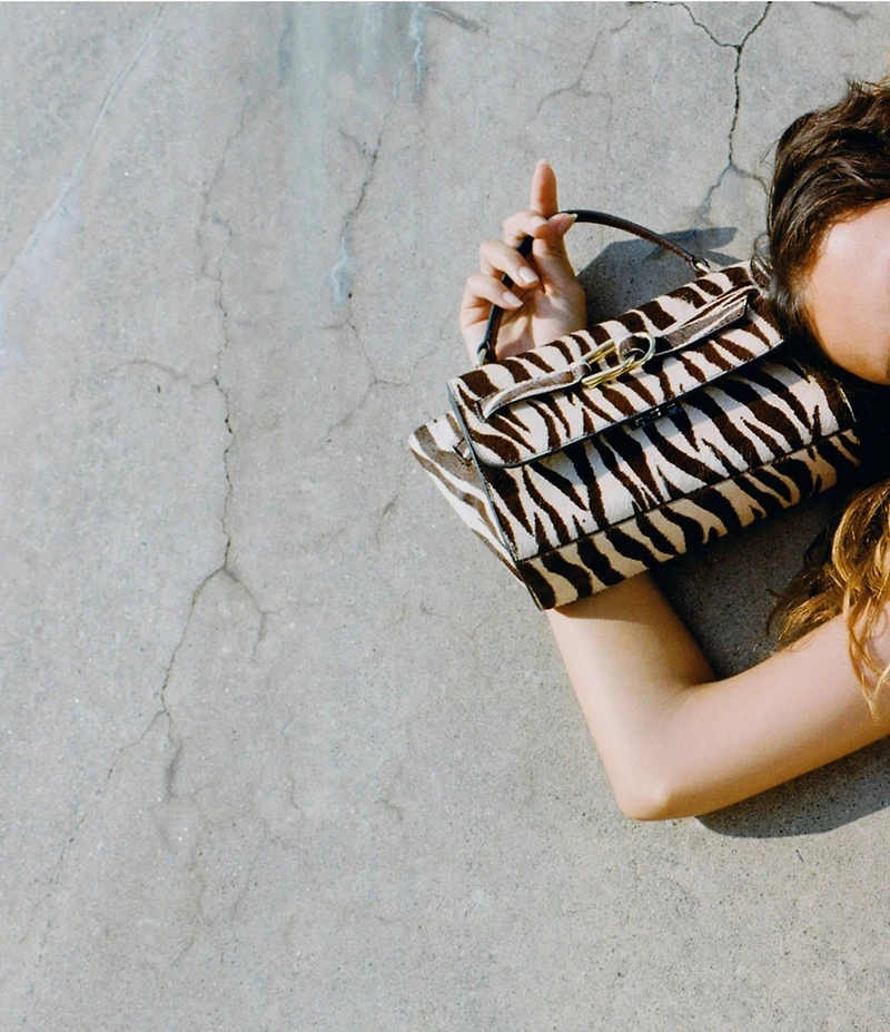 Loeffler Randall Alexei Zebra Haircalf Crossbody Top Handle Bag