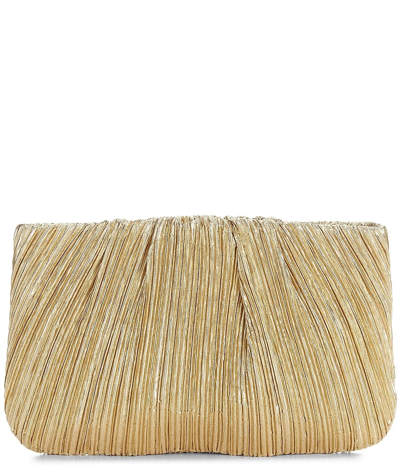 Loeffler Randall Brit Gold Lame Pleated Clutch Bag