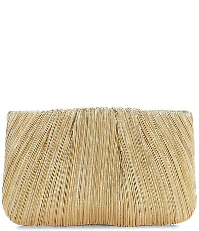 Loeffler Randall Brit Gold Lame Pleated Clutch Bag