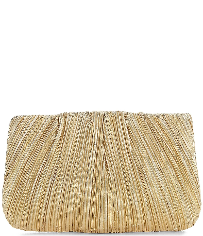 Loeffler Randall Brit Gold Lame Pleated Clutch Bag