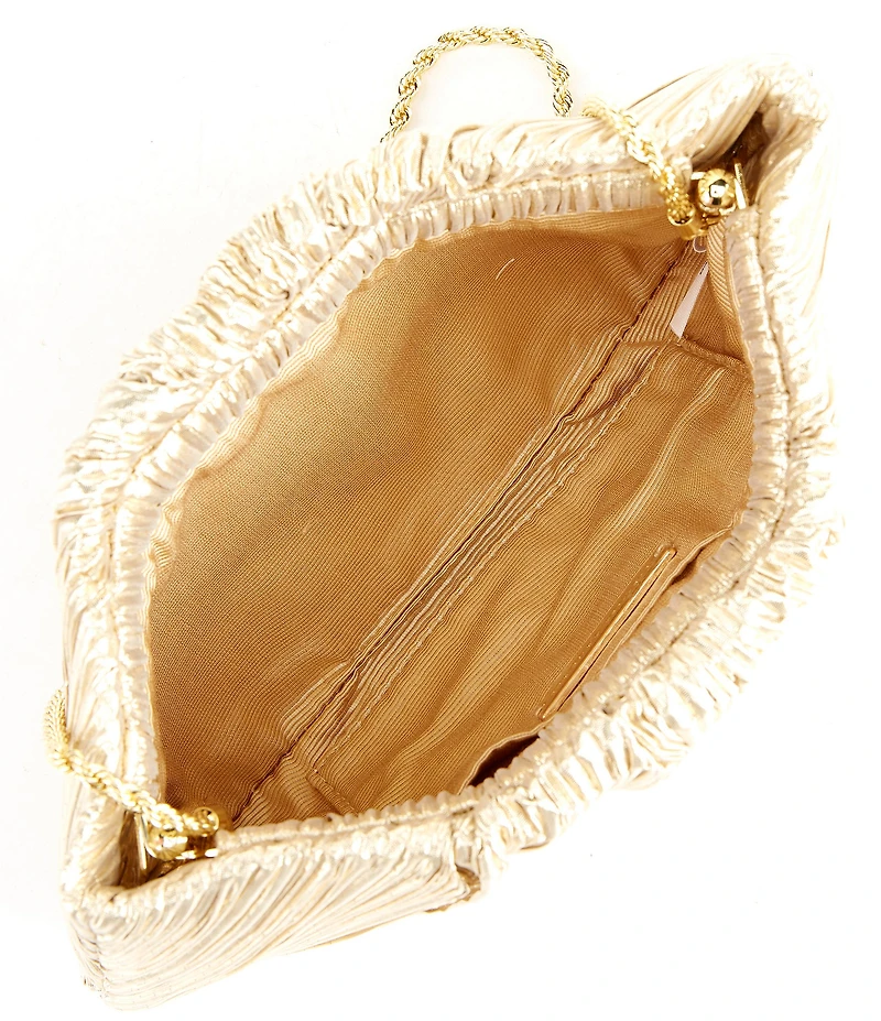 Loeffler Randall Brit Gold Lame Pleated Clutch Bag