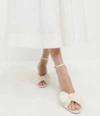 Loeffler Randall Camellia Fabric Bow Ankle Strap Dress Sandals