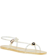 Loeffler Randall Dana Jelly Hardware Ankle Strap Flat Sandals