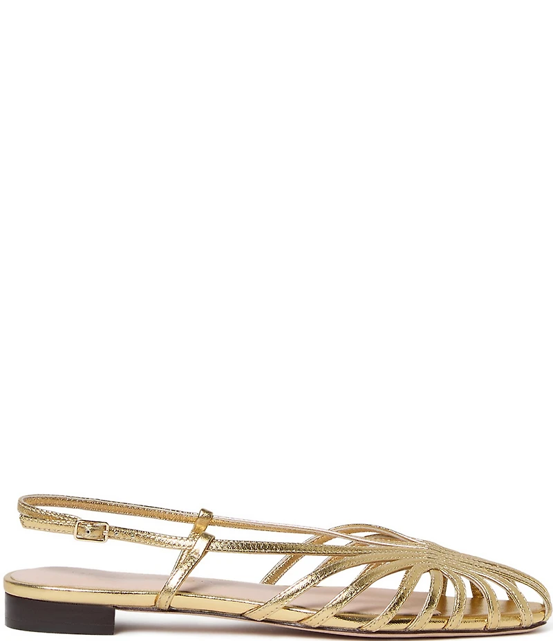 Loeffler Randall Devon Metallic Leather Caged Toe Flats