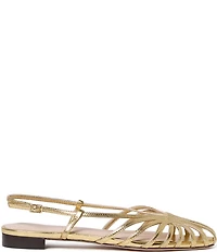 Loeffler Randall Devon Metallic Leather Caged Toe Flats