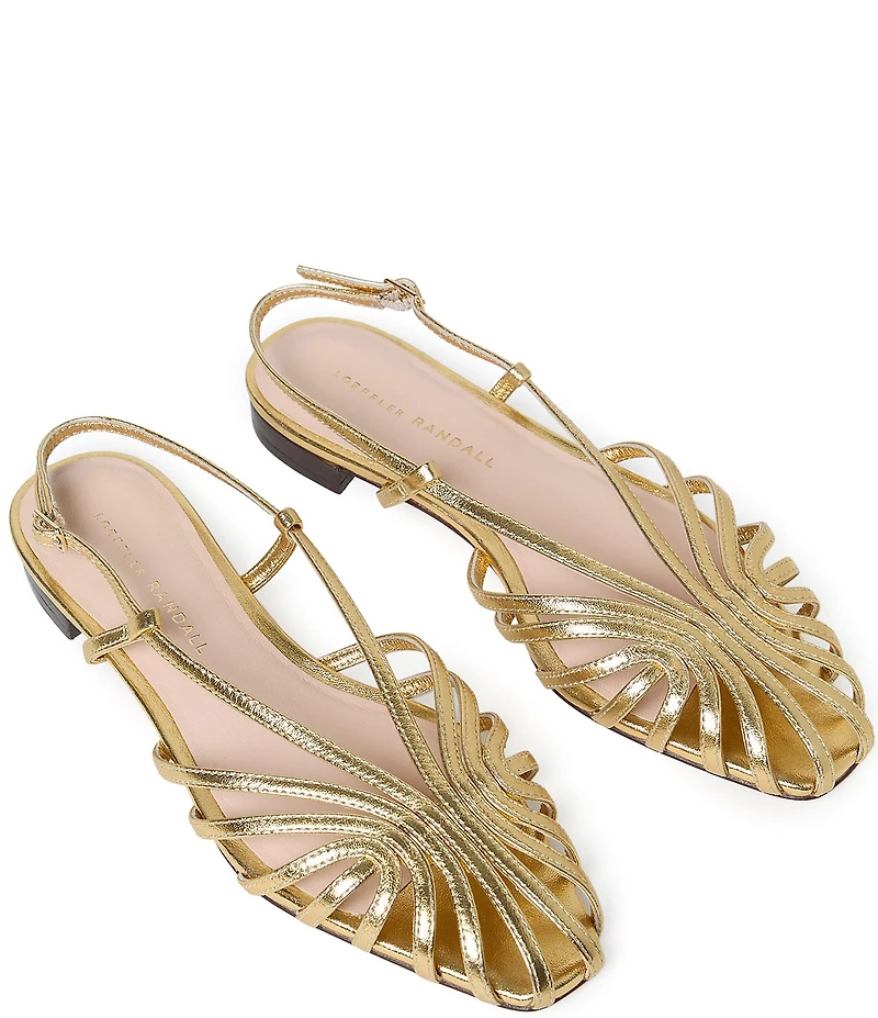 Loeffler Randall Devon Metallic Leather Caged Toe Flats