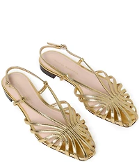 Loeffler Randall Devon Metallic Leather Caged Toe Flats