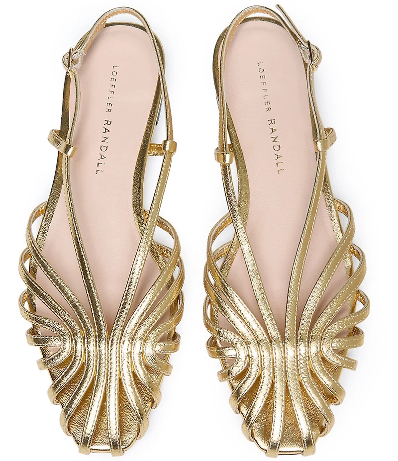 Loeffler Randall Devon Metallic Leather Caged Toe Flats