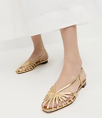 Loeffler Randall Devon Metallic Leather Caged Toe Flats