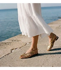 Loeffler Randall Devon Metallic Leather Caged Toe Flats