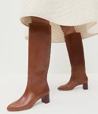 Loeffler Randall Gia Leather Tall Block Heel Boots
