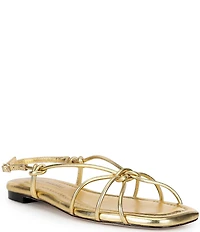 Loeffler Randall Karly Metallic Flat Strappy Sandals