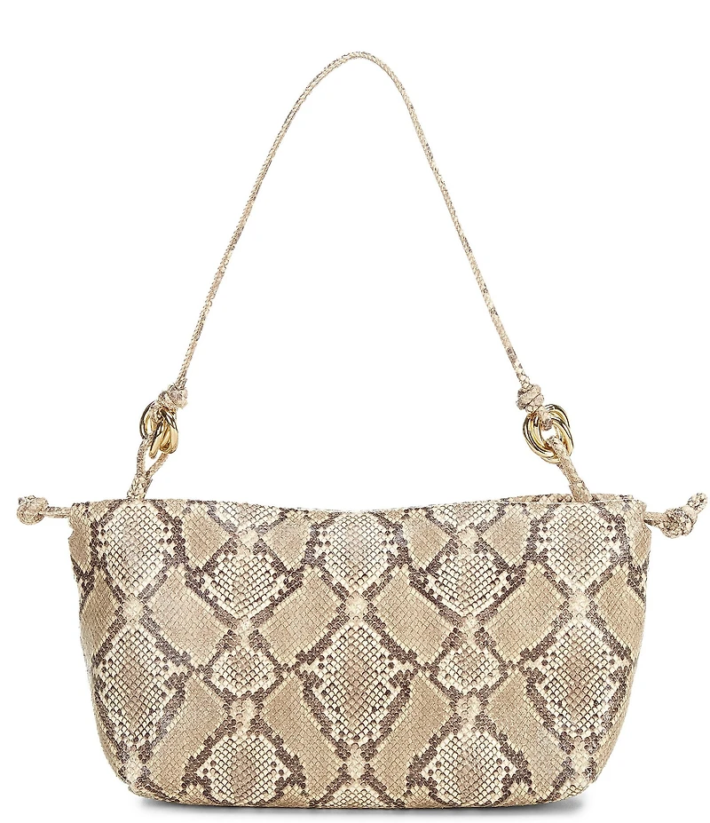 Loeffler Randall Kiri Snake Print Multi Ring Dumpling Drawstring Pouch Clutch Bag