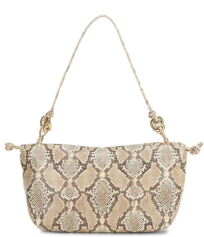 Loeffler Randall Kiri Snake Print Multi Ring Dumpling Drawstring Pouch Clutch Bag