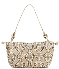 Loeffler Randall Kiri Snake Print Multi Ring Dumpling Drawstring Pouch Clutch Bag
