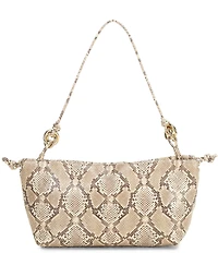 Loeffler Randall Kiri Snake Print Multi Ring Dumpling Drawstring Pouch Clutch Bag