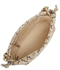 Loeffler Randall Kiri Snake Print Multi Ring Dumpling Drawstring Pouch Clutch Bag