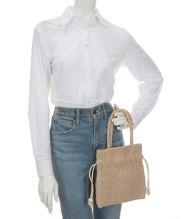 Loeffler Randall Kylie Raffia Top Handle Drawstring Bag