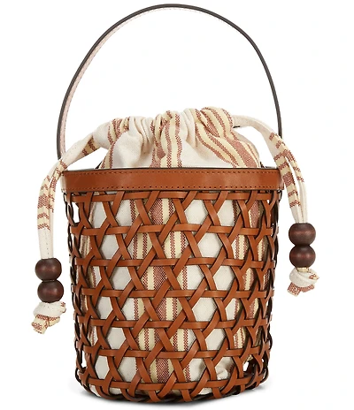 Loeffler Randall Laith Crochet Drawstring Top Handle Bucket Bag