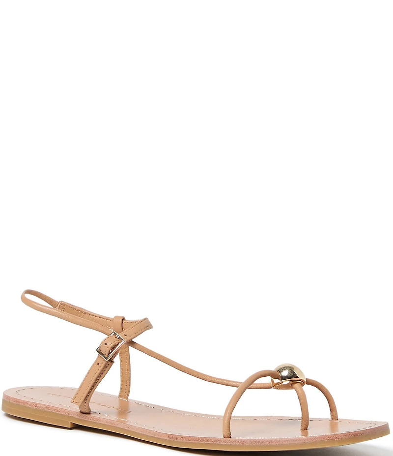 Loeffler Randall Lara Leather Hardware Ankle Strap Flat Sandals